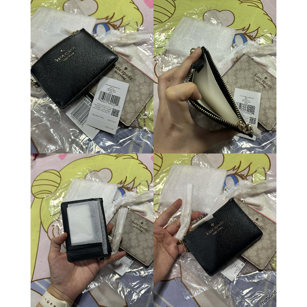 ORIG & IMPORTED KS Spade with Key Ring Card Holder Small Pink/Black Wallet