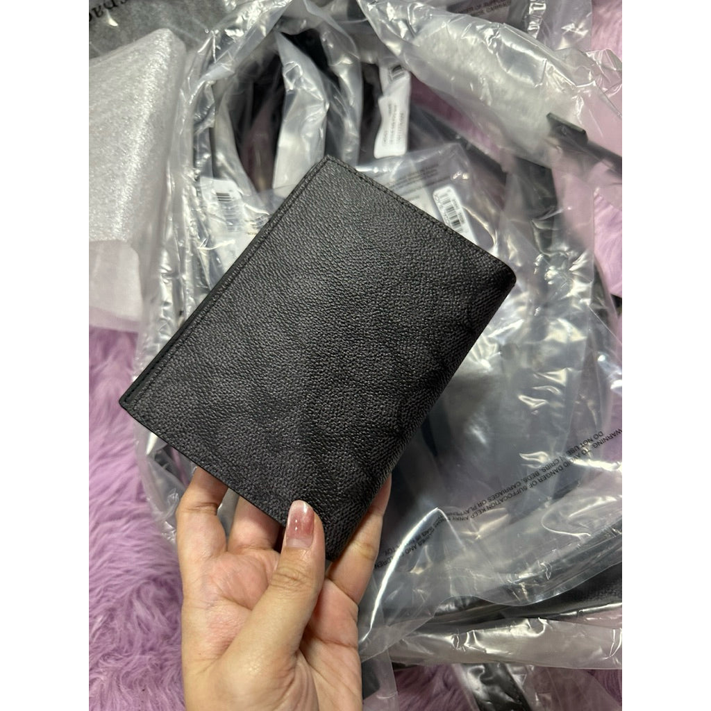 ORIG & IMPORTED CCH Passport Card Case In Signature Canvas Black Wallet