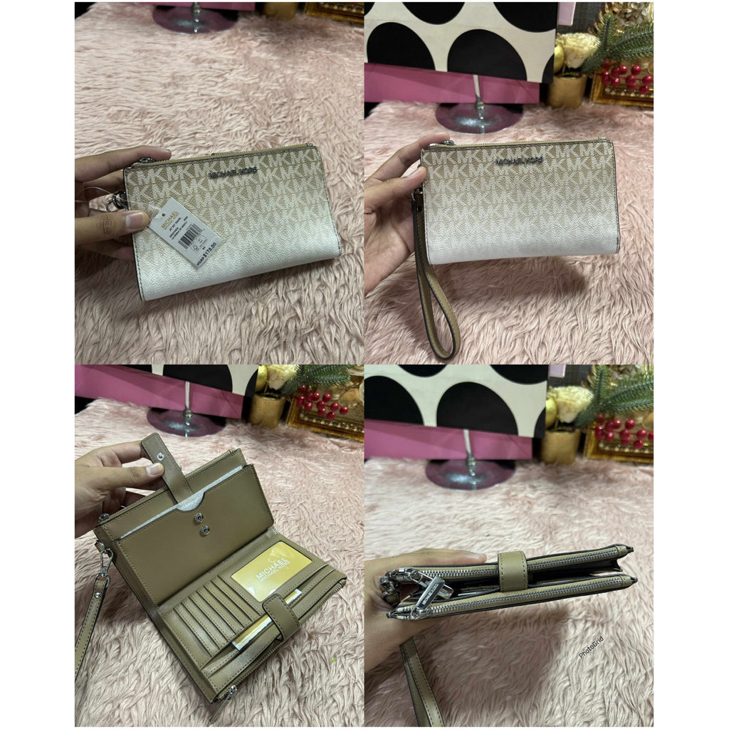 ORIG & IMPORTED MK Jet Set Travel Large Double Zip Wristlet Wallet