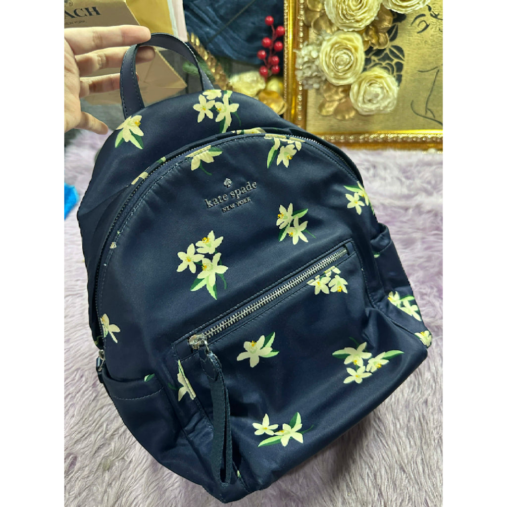 DISCONTINUED NO RESTOCK! ORIG & IMPORTED KS Chelsea Medium Backpack Black Nylon Bag Blue