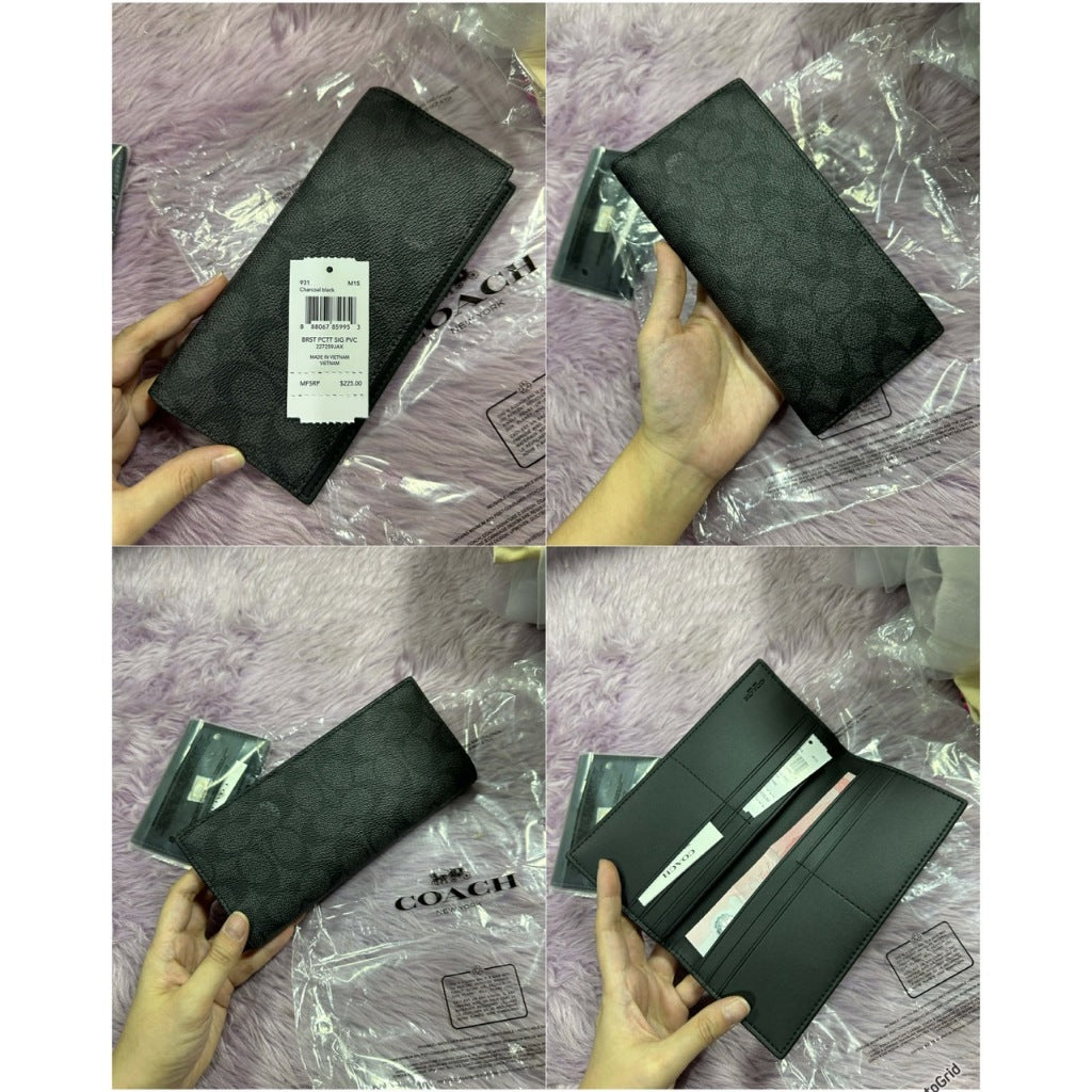 ORIG & IMPORTED CCH Modern Breast Pocket Slim Long Men Wallet Black Brown