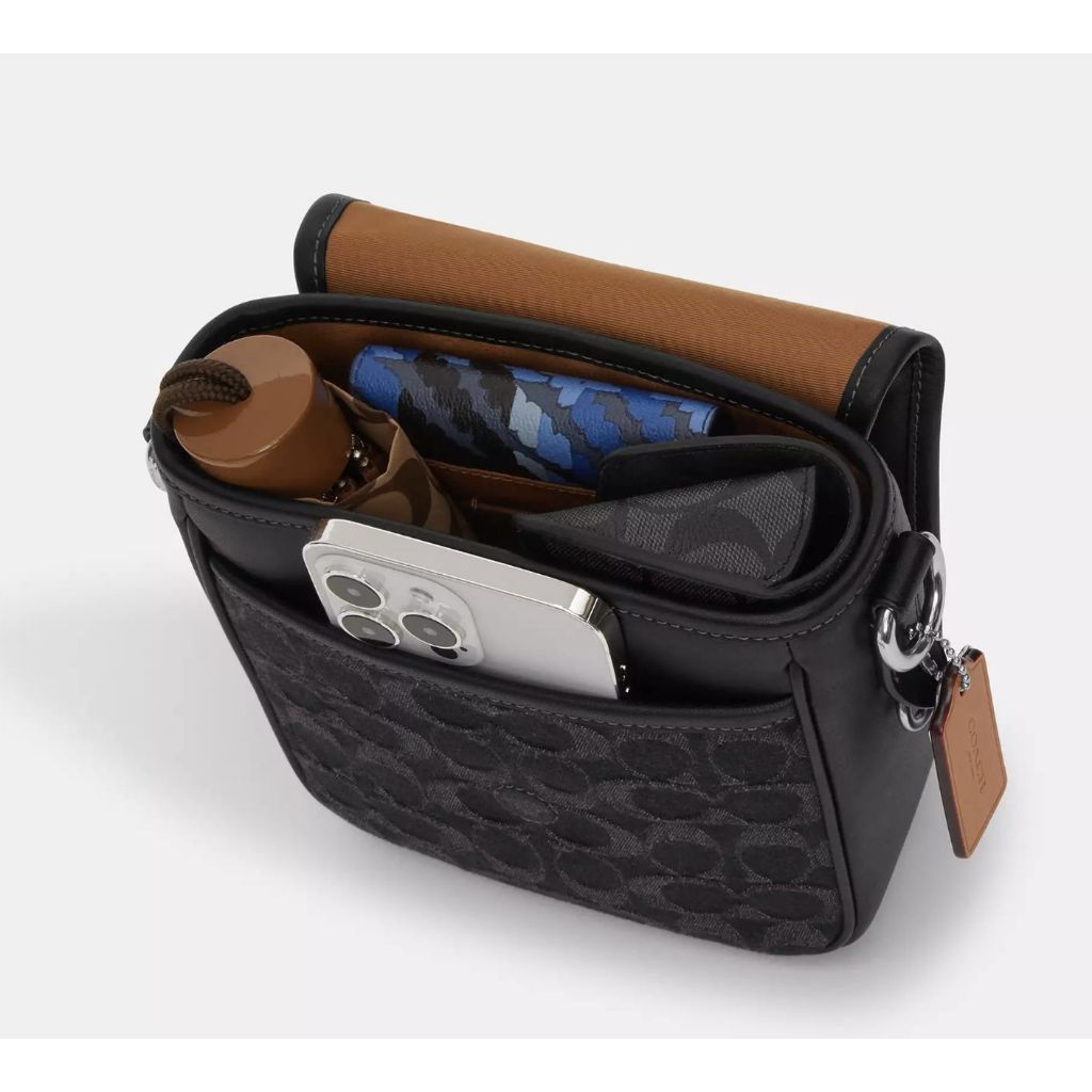 ORIG & IMPORTED CCH Lucas Crossbody Men Black Bag In Jacquard Charcoal/Black