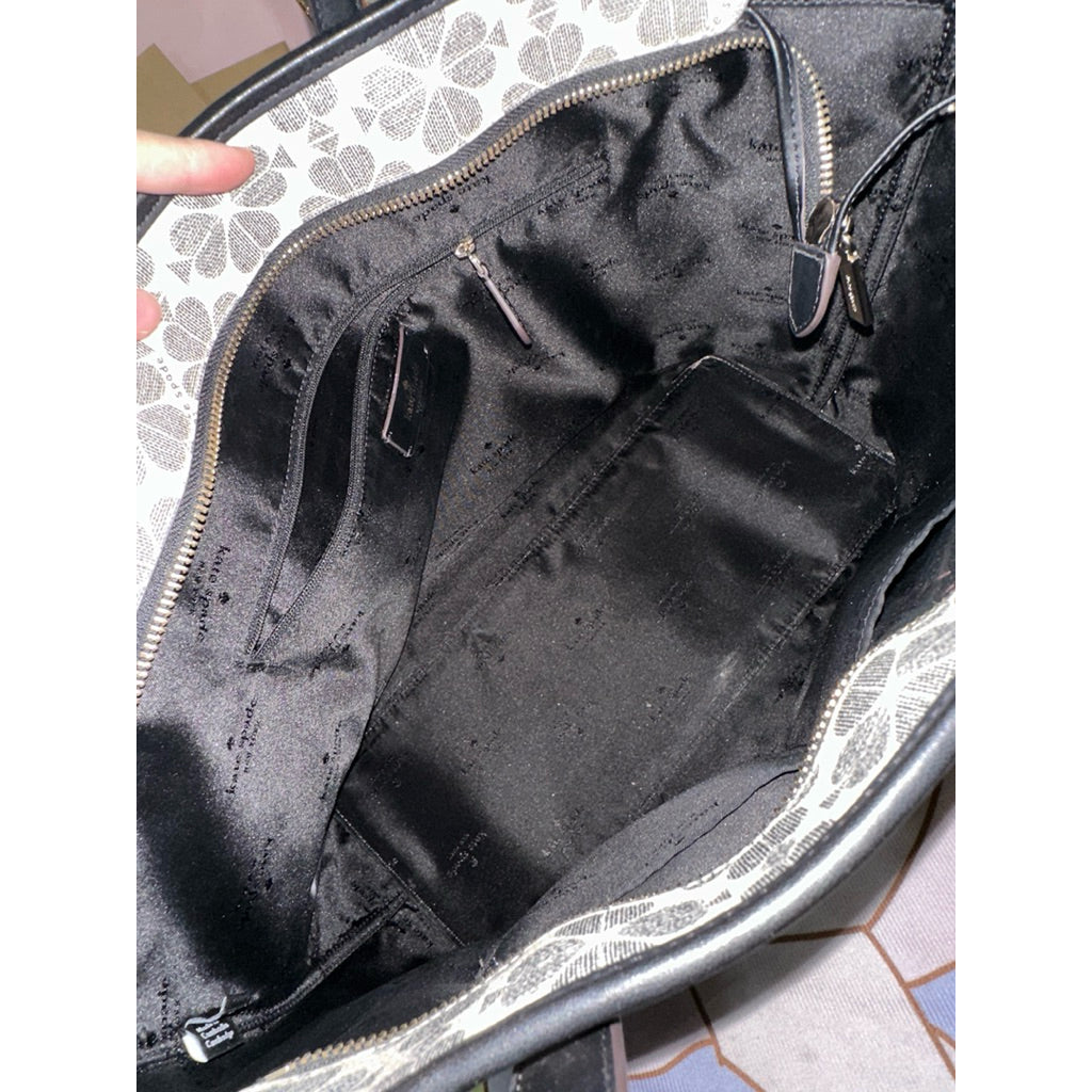 ORIG Preloved KS Signature Spade Flower Large Tote Black Bag