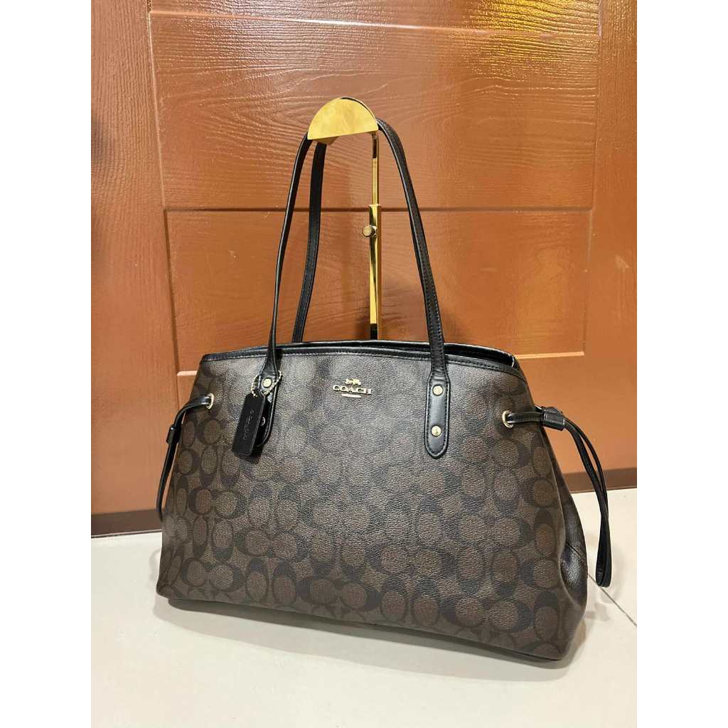 ORIG Preloved CCH Drawstring Carryall Tote Shoulder Bag Brown