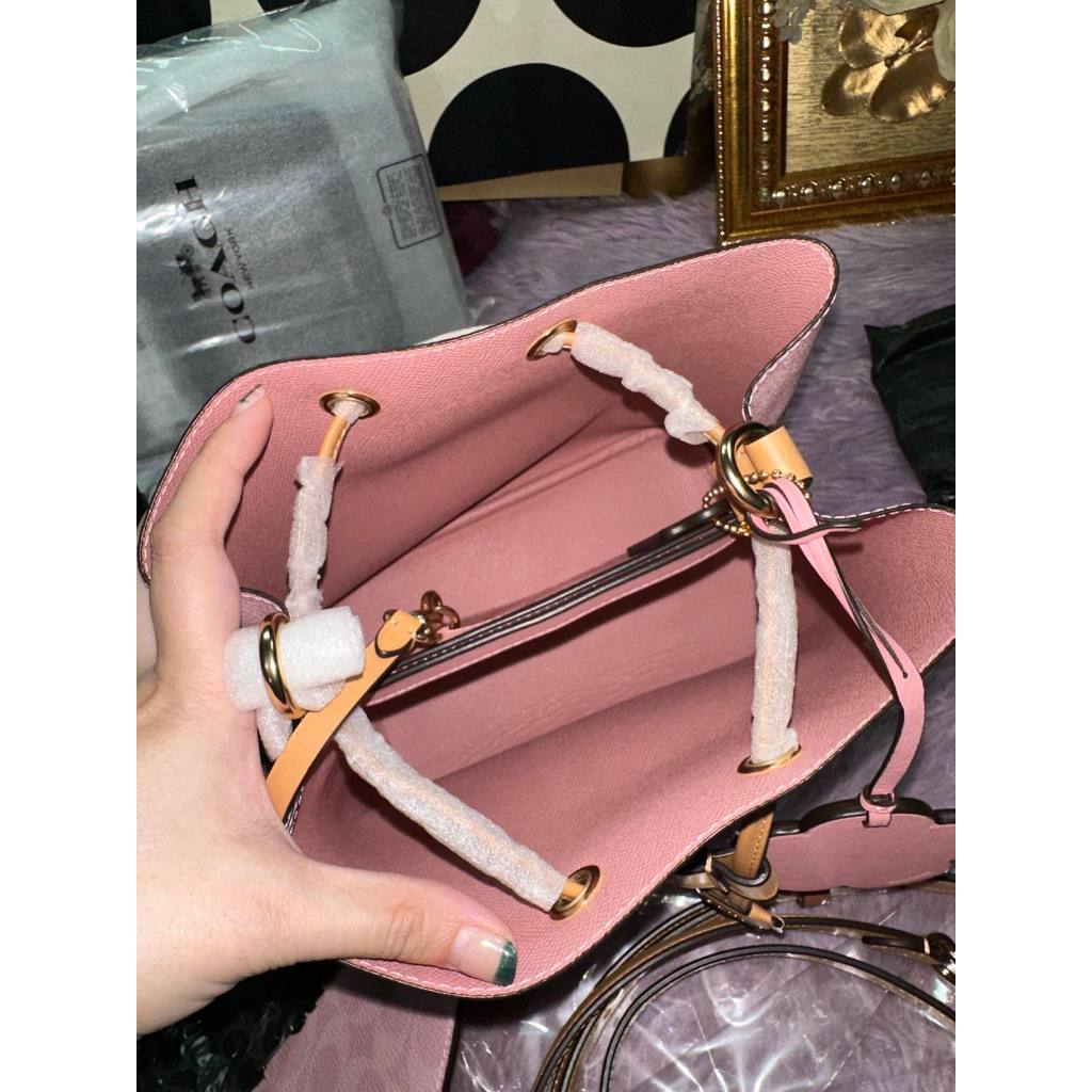 ORIG & IMPORTED CCH RARE Rowan Pink Bucket Bag In Signature Canvas