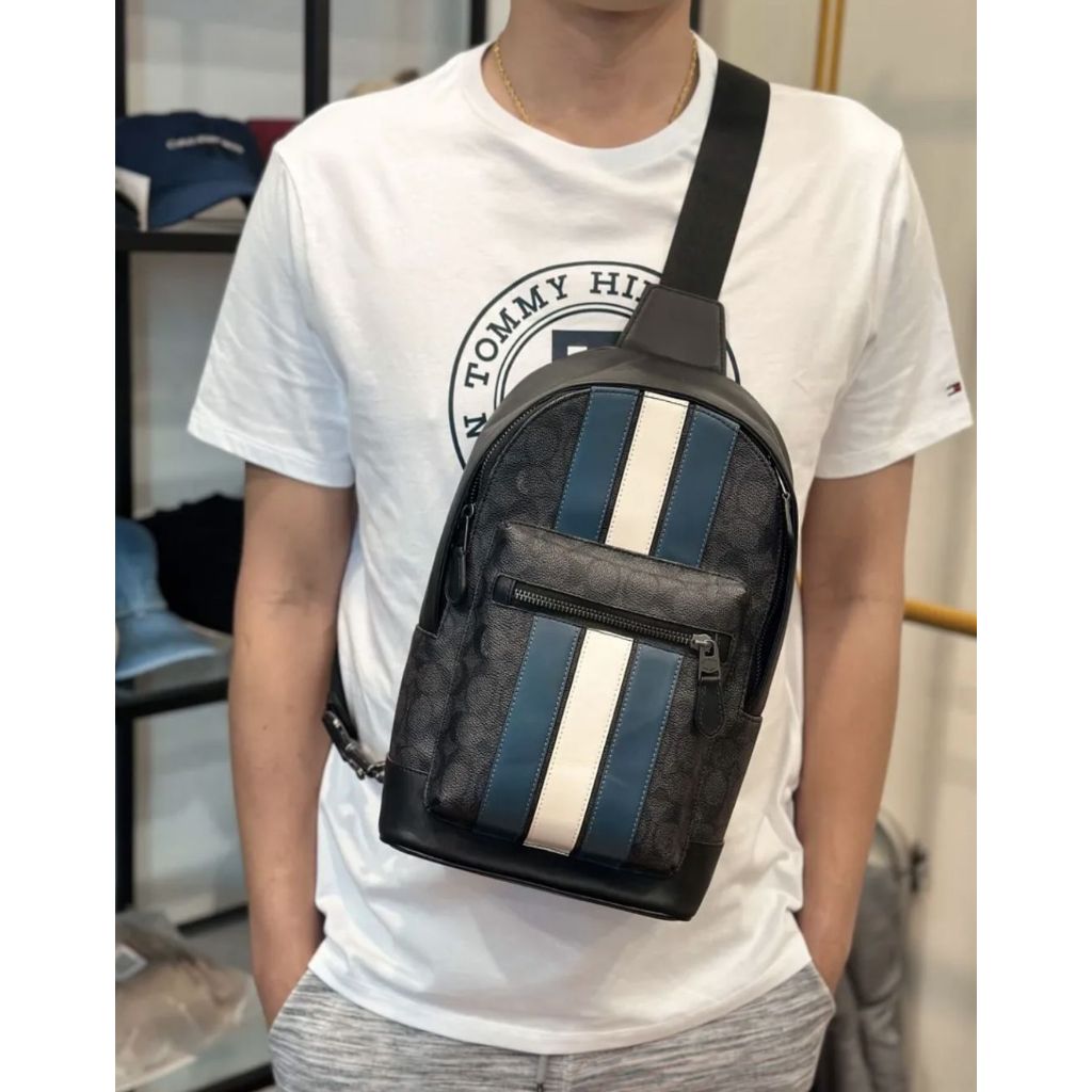 ORIG & IMPORTED CCH West Pack In Signature Canvas Varsity Stripe Men Black Bag