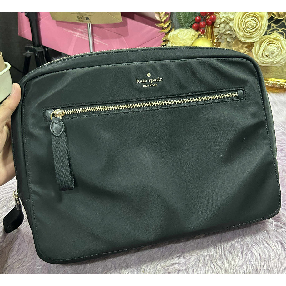 ORIG & IMPORTED KS Chelsea Nylon Laptop Bag Sleeve With Strap - Black/Lilac