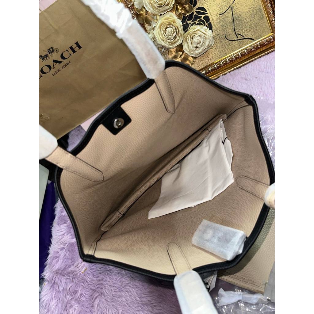 ORIG & IMPORTED LCT Anna Reversible Vertical Tote Black/Beige Bag with Removable Pouch