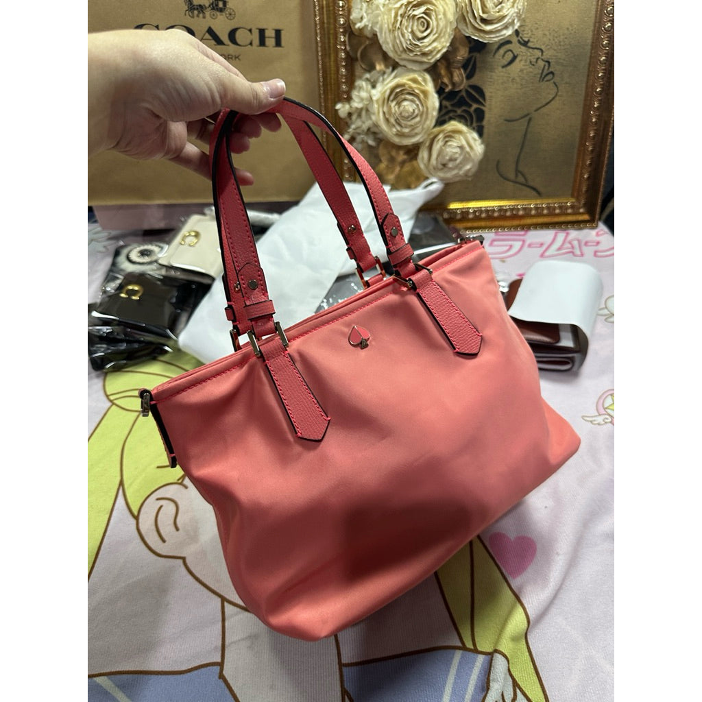 ORIG Preloved KS Retail Taylor Small Nylon Tote Crossbody Bag Coral Pink Peach
