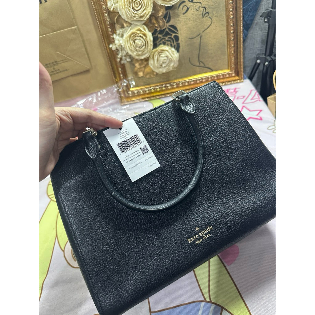 ORIG Preloved KS Leila Triple Compartment Satchel Crossbody Black Bag