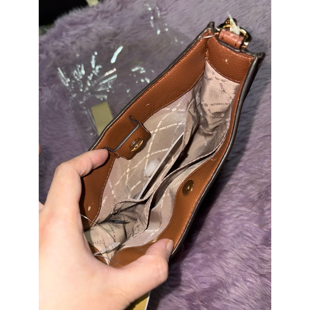 ORIG & IMPORTED w/ FLAW MK Briley Brown Signature Small Crossbody Messenger Bag