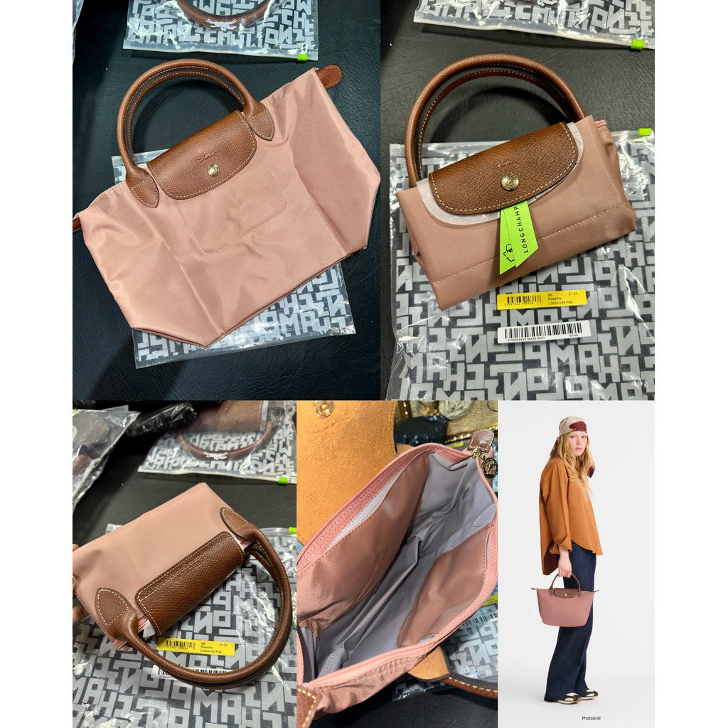ORIG & IMPORTED ROSETTE PINK Longchamp LC Le Pliage Nylon Tote Bag