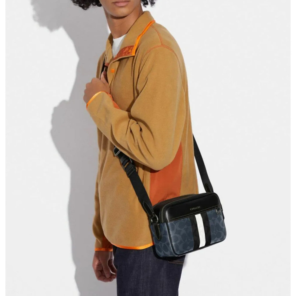 ORIG Preloved CCH Graham Crossbody Men's Bag in Blue Varsity Stripe