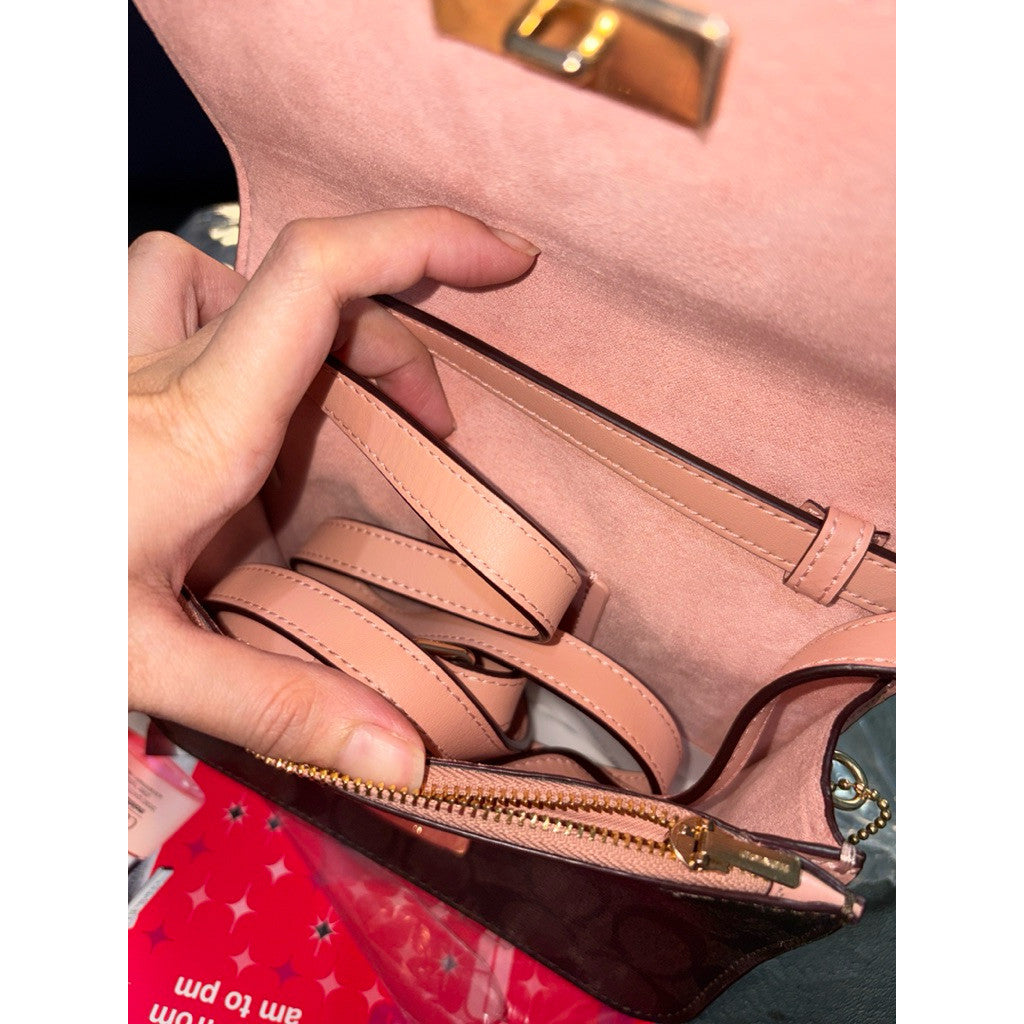 ORIG & IMPORTED CCH Mini Brynn Crossbody Small Flap Brown/Pink Bag