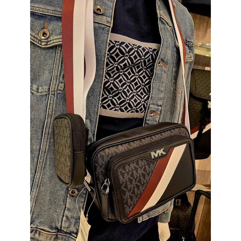 ORIG & IMPORTED MK Rivington Striped Logo Camera Bag with pouch