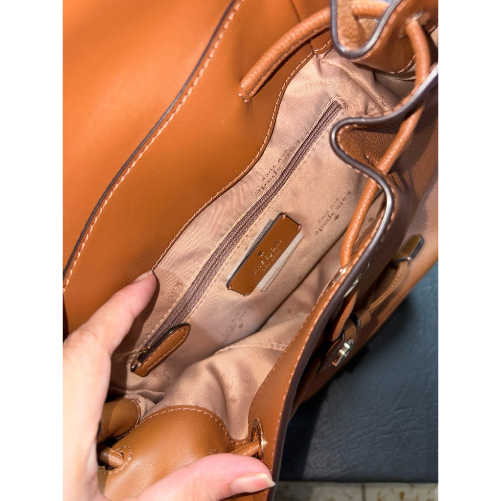 ORIG & IMPORTED KS Rosie Medium Flap Backpack Brown Bag with Wallet