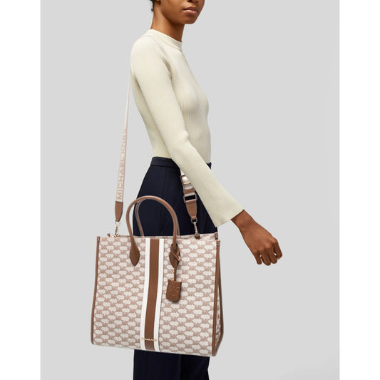 ORIG & IMPORTED MK MIRELLA LARGE STRIPED TOTE TRAVEL BAG BEIGE/PINK