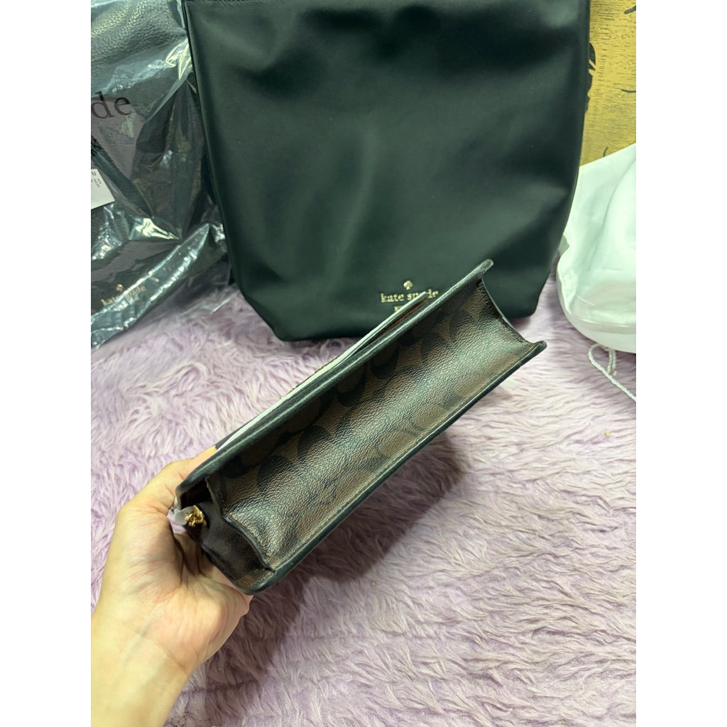ORIG & IMPORTED RARE CCH F80836 Jade Flap Crossbody With Signature Canvas Brown/Black Bag