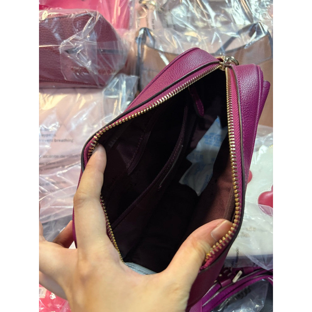 ORIG & IMPORTED KS Rosie Pebbled Leather Flap Camera Bag Magenta Pink
