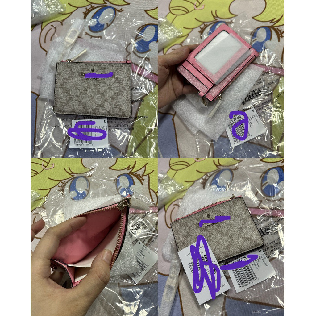 ORIG KSNY Small Wallet with Key Ring Card Holder Pink/Black