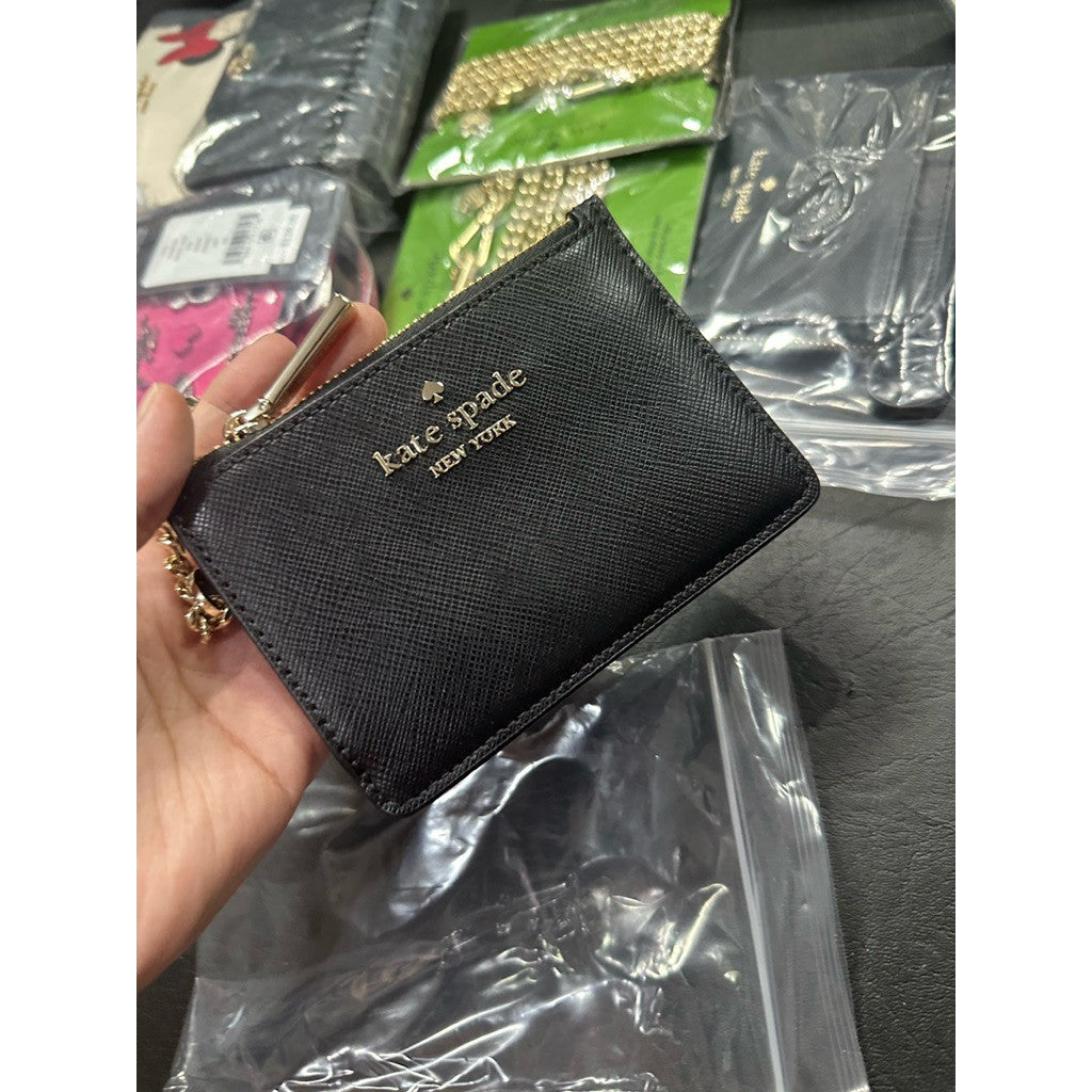 ORIG & IMPORTED KS Madison Small L-Zip Card Holder Wallet in Black