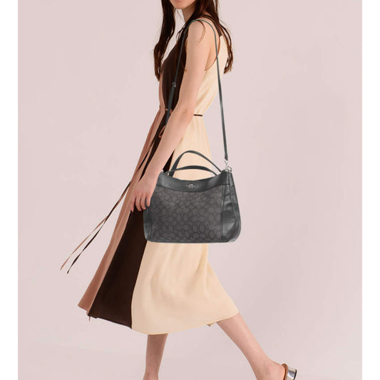 ORIG Preloved CCH Small Lexy Shoulder Black Signature Canvas Bag