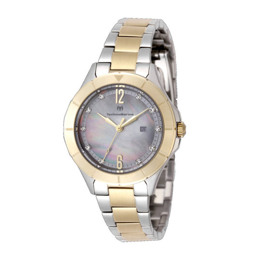 ORIG & IMPORTED Technomarine LUNA TM-826004 33mm Lady's Watch Two Tone Silver/Gold