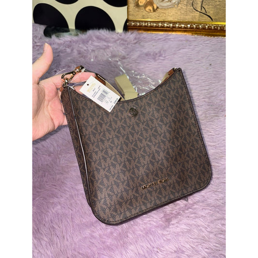 ORIG & IMPORTED w/ FLAW MK Briley Brown Signature Small Crossbody Messenger Bag