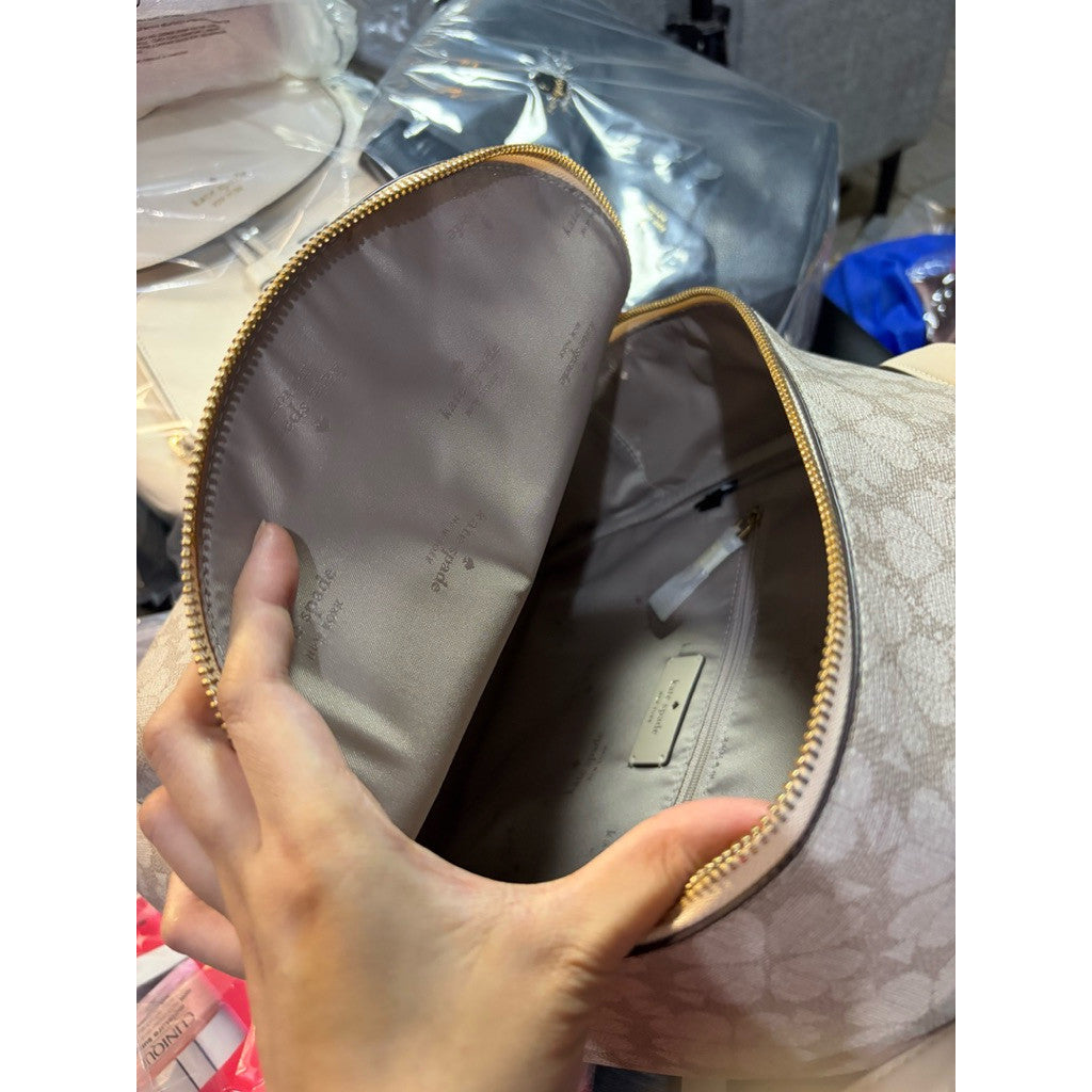 ORIG & IMPORTED KS Flower Medium Backpack Beige Bag