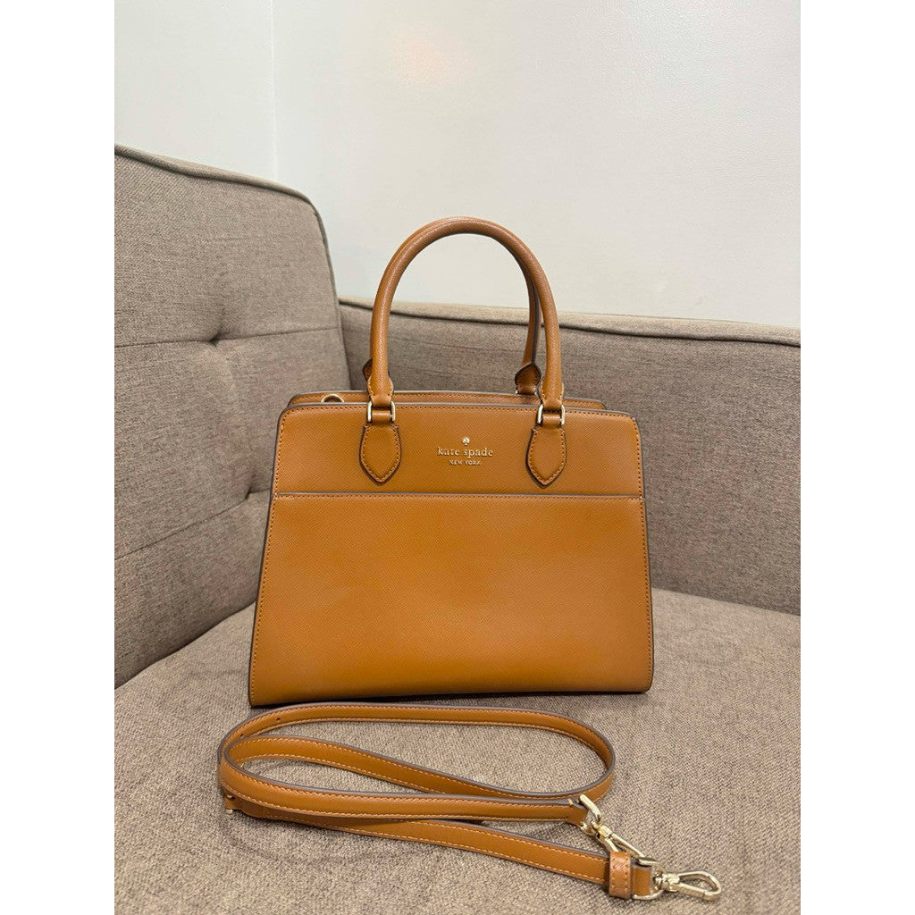ORIG Preloved KS Madison Saffiano Leather Medium Satchel Brown Bag