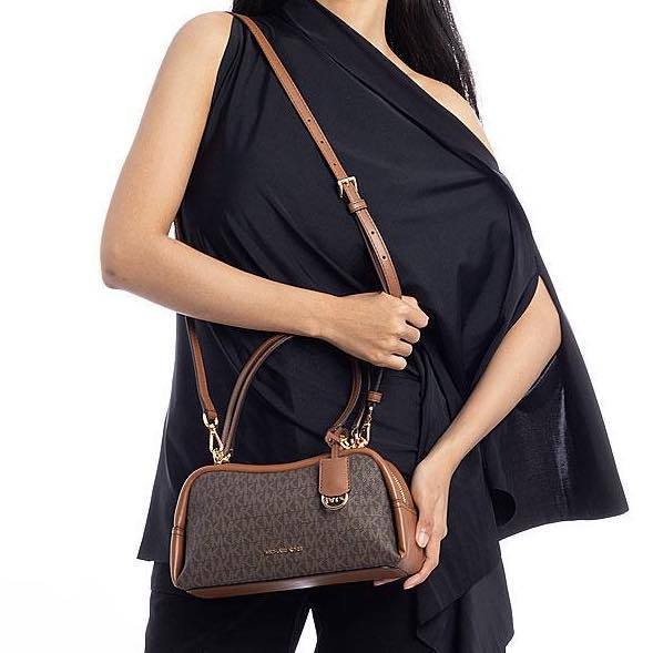 ORIG & IMPORTED MK Cecily Small Signature Logo Shoulder Bag White/Brown
