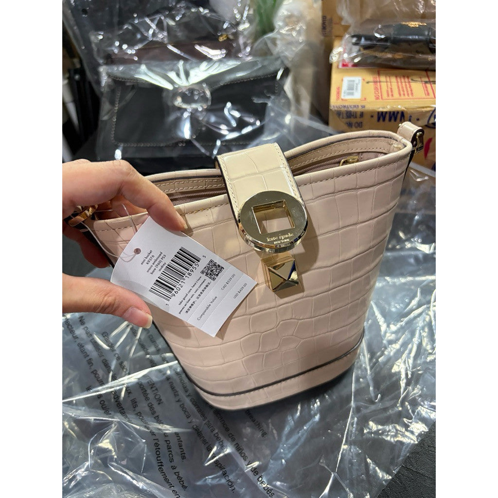 ORIG & IMPORTED KS Audrey Mini Bucket Beige Croc Bag