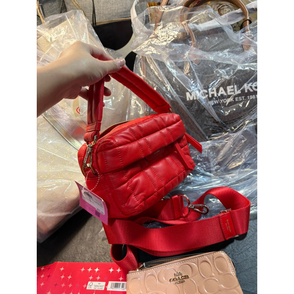 ORIG & IMPORTED KS Softwhere Quilted Leather Small Convertible Crossbody Red Bag