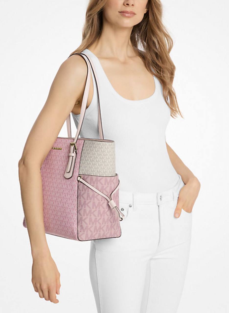 ORIG & IMPORTED Michael Kors MK Voyager Large Signature Logo Tote Bag Pink