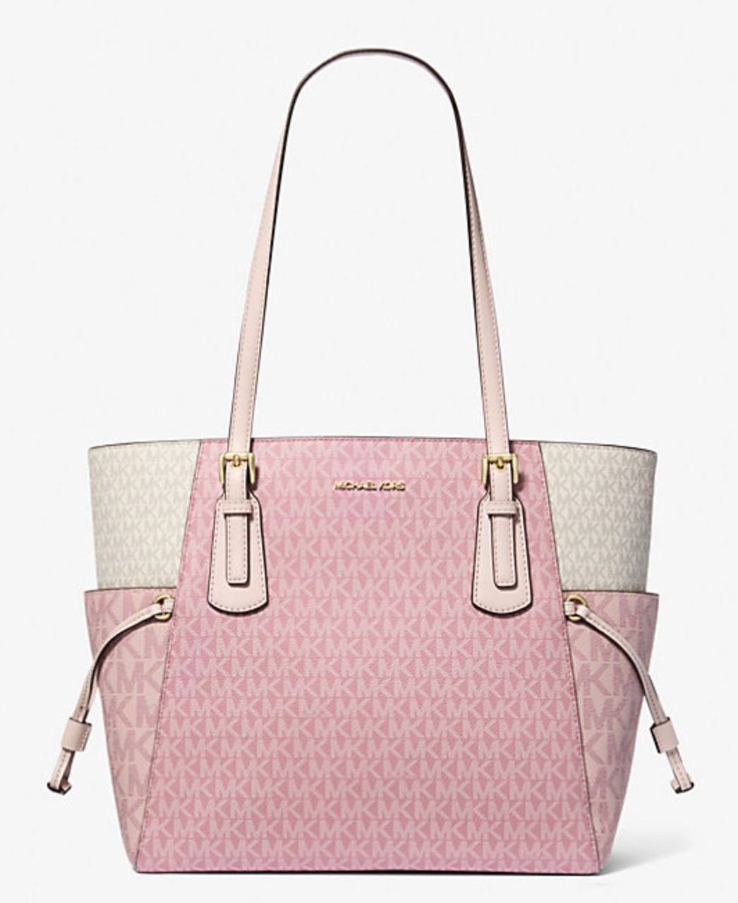 ORIG & IMPORTED Michael Kors MK Voyager Large Signature Logo Tote Bag Pink