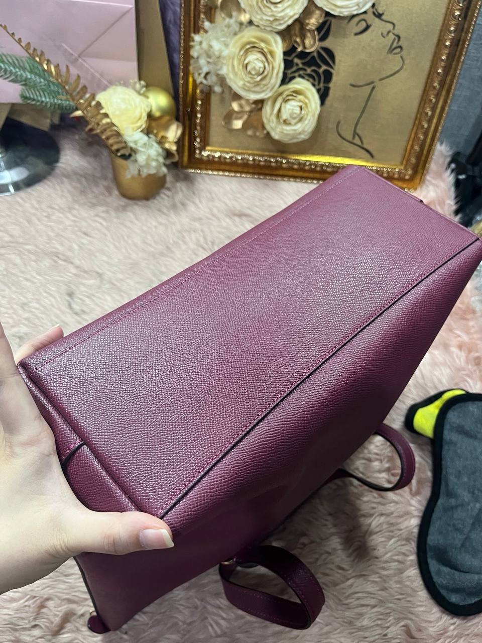 ORIG Preloved Coach Crossgrain Leather Gallery Tote Pink Fuchsia Bag