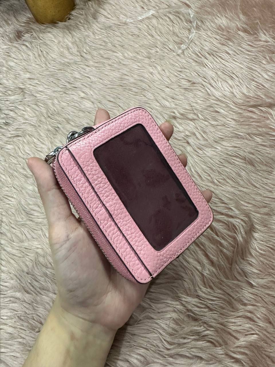 ORIG Preloved Coach Zip Card Case Small Pink Wallet