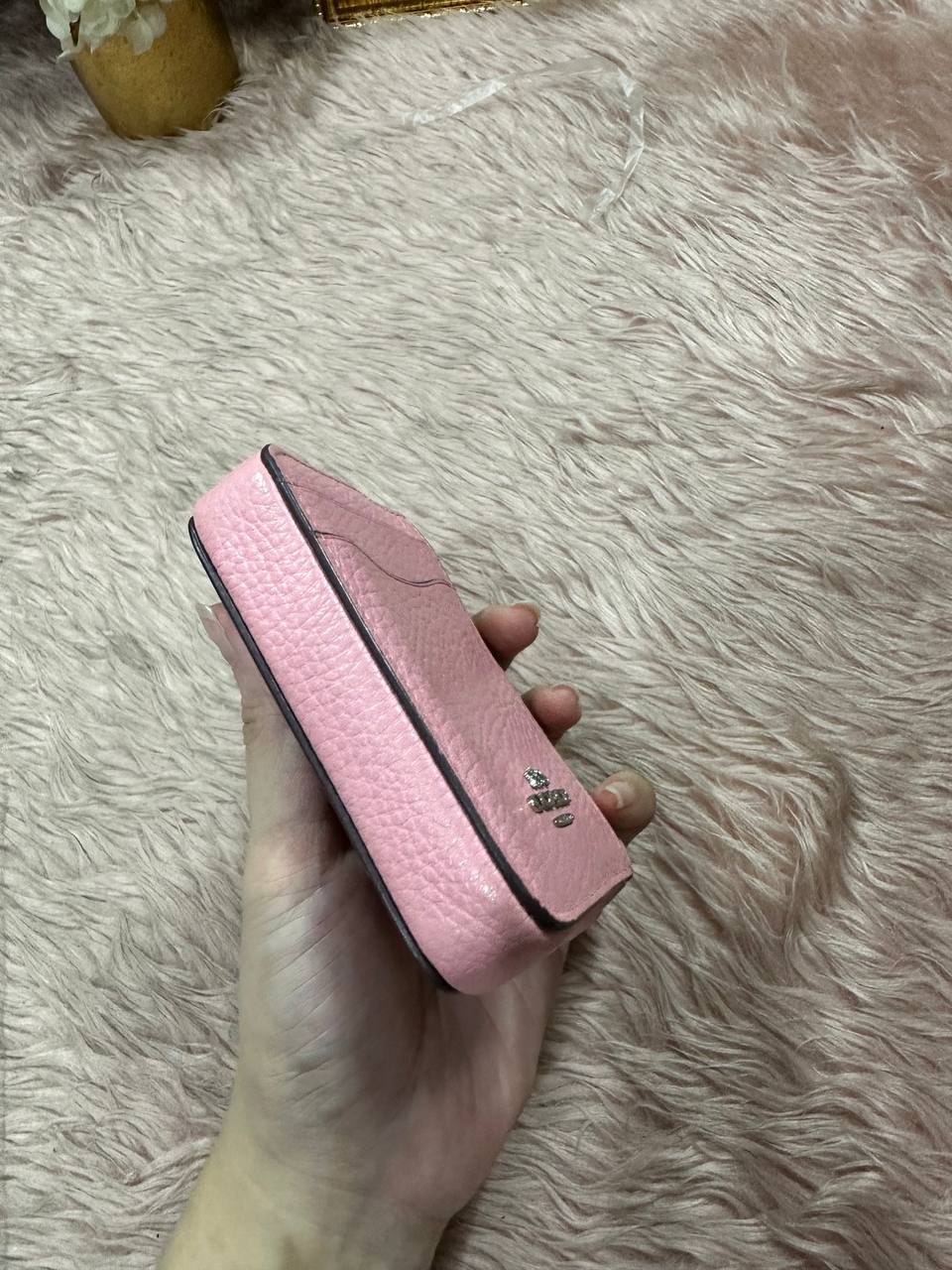 ORIG Preloved Coach Zip Card Case Small Pink Wallet