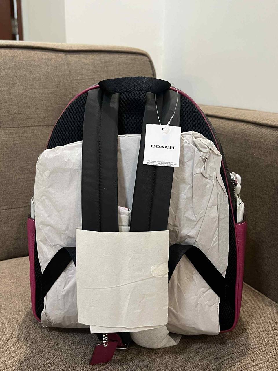 ORIG & IMPORTED Coach Medium Court Backpack In Signature Canvas Brown/Pink Bag