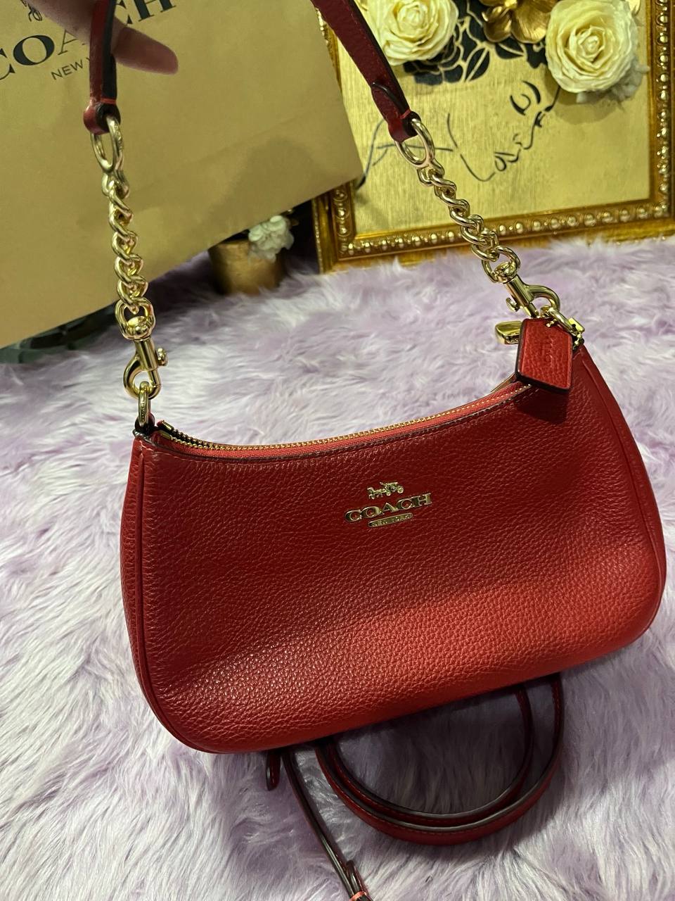 ORIG Preloved Coach Teri Shoulder Red Bag