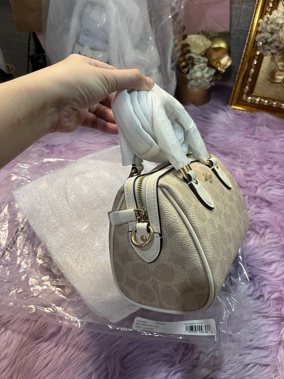 ORIG & IMPORTED Coach Mini Rowan Crossbody Bag In Signature Canvas White/Sand