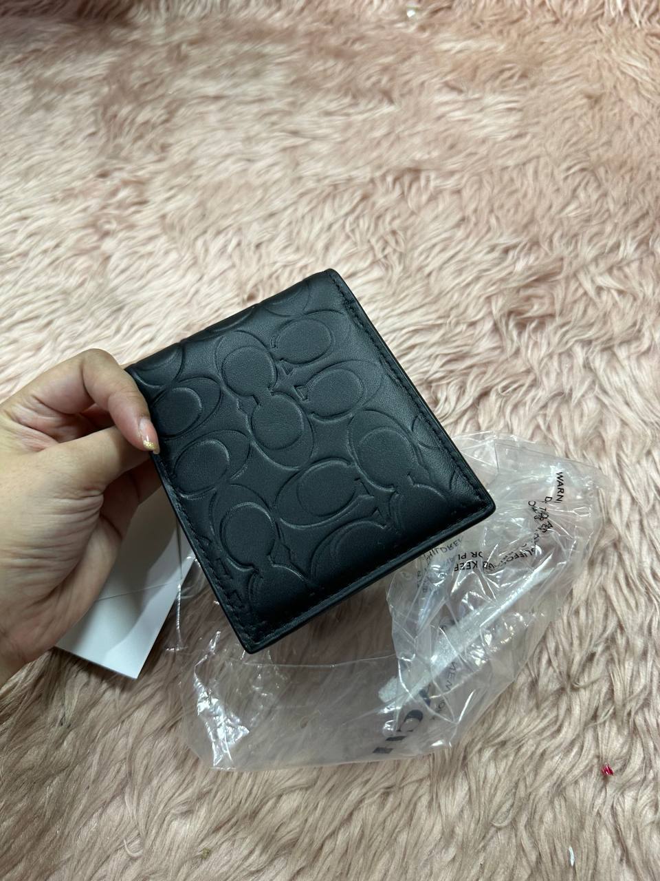 ORIG & IMPORTED COACH 3 in 1 Compact Signature Leather Black Men's Wallet