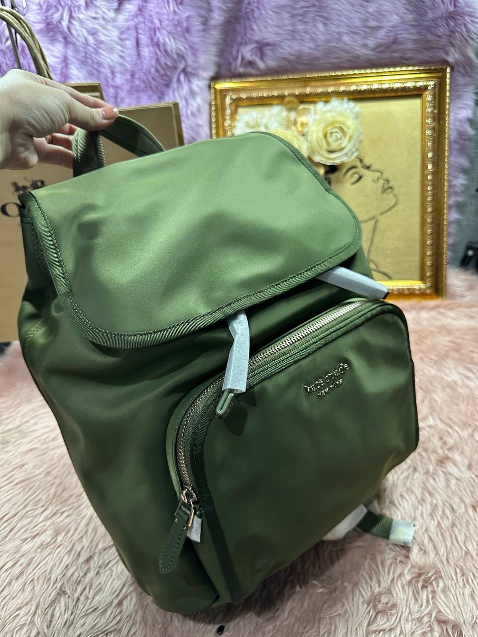 ORIG & IMPORTED KS The Little Better Sam Nylon Medium Backpack Bag in Sapling Green
