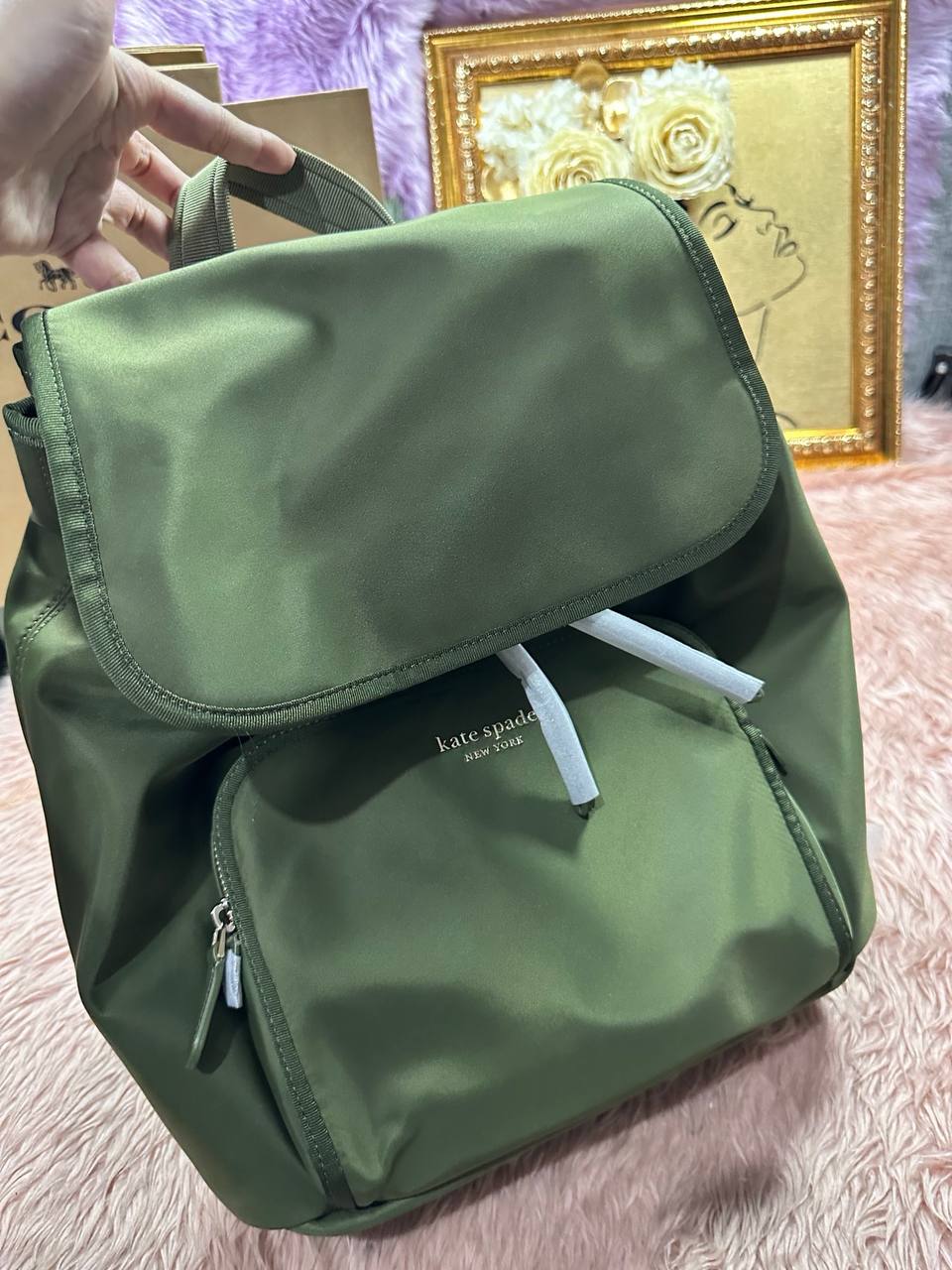 ORIG & IMPORTED KS The Little Better Sam Nylon Medium Backpack Bag in Sapling Green