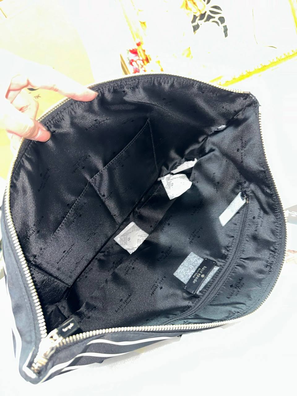 ORIG & IMPORTED KS Kitt Large Tote Nylon Bag Black & White Stripes
