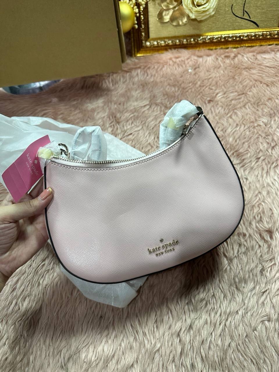 ORIG & IMPORTED KS Staci Moon Hobo Shoulder Crossbody Bag Pink
