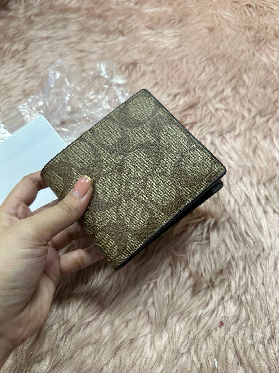 ORIG & IMPORTED COACH 3 in 1 Compact Signature Leather Tan Brown Men's Wallet