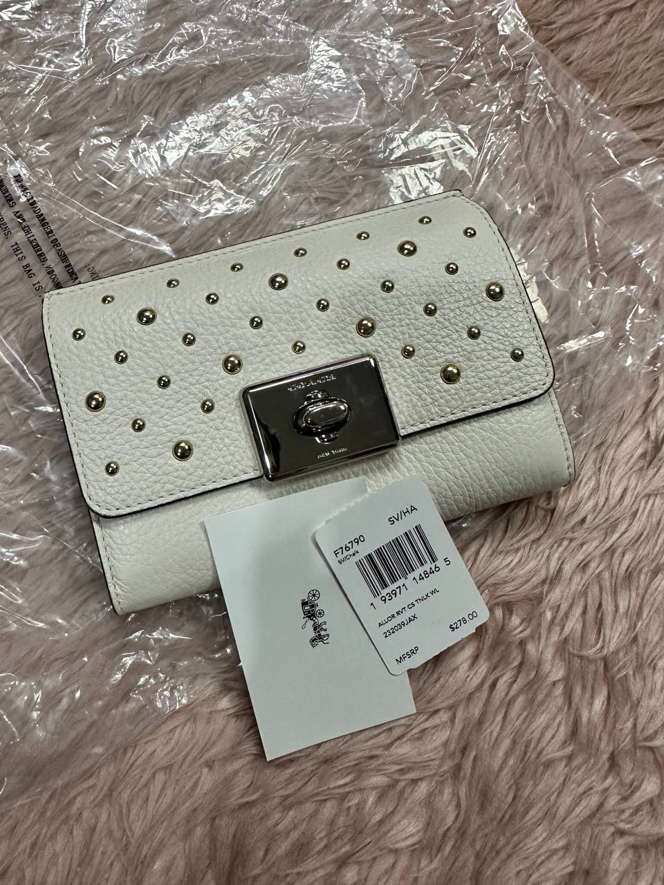 ORIG & IMPORTED COACH Cassidy Turnlock Medium Wallet With Rivets White