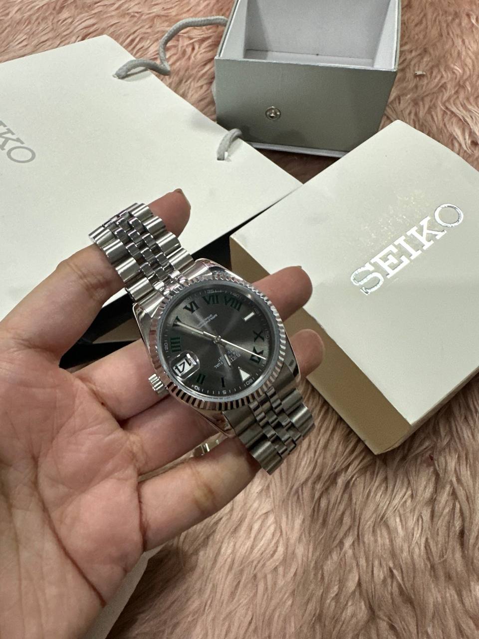 AUTHENTIC/ORIGINAL Preloved Seiko Datejust Mod Sunburst Grey Watch