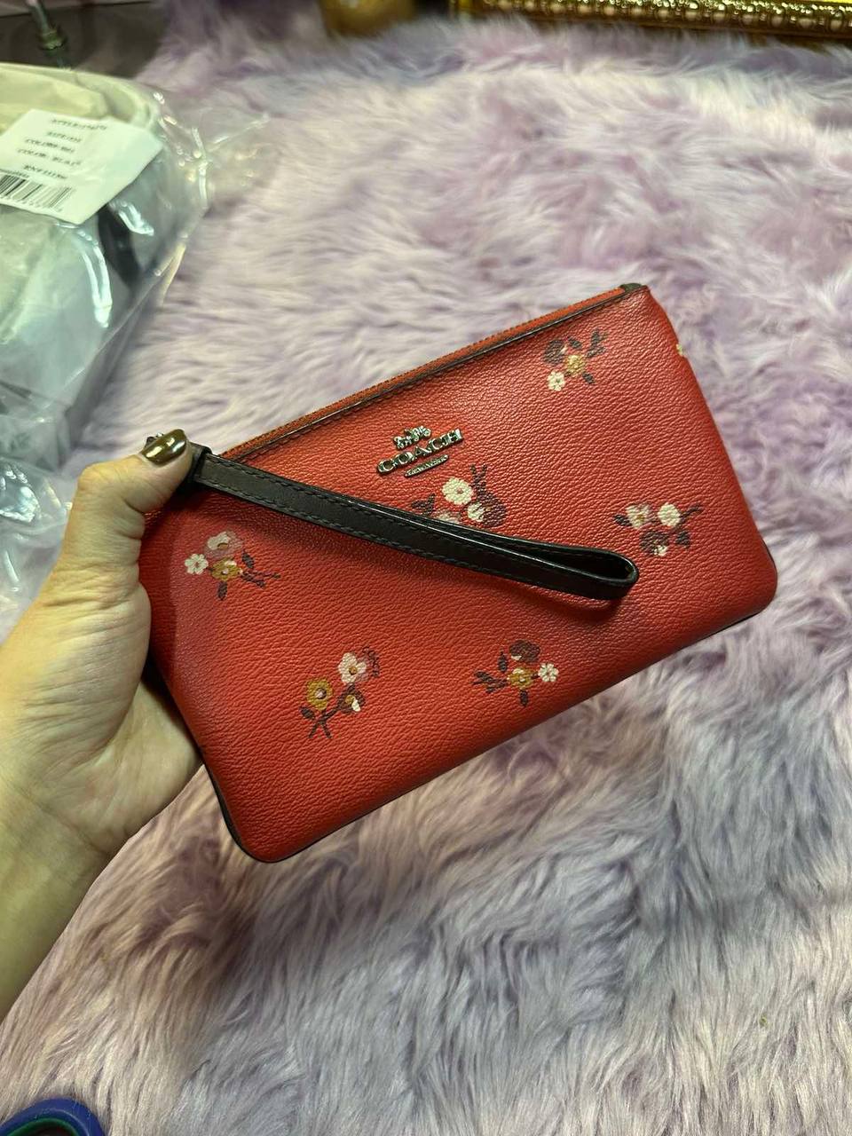 ORIG Preloved Coach Large Wristlet Red Wallet